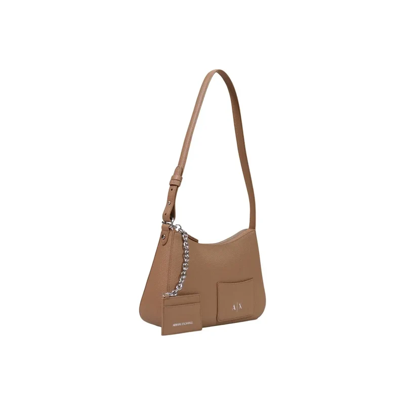Armani Exchange Beige Damen-Schultertasche aus Polyester, B 30 x H 18 cm