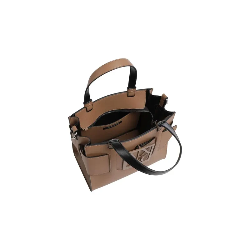 Armani Exchange Damen-Handtasche, beige, Polyurethan, B 24 cm