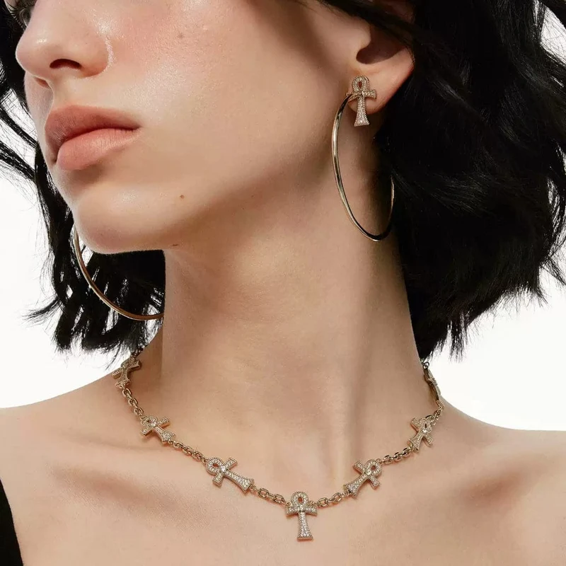 Grunge-Diamant-Kreuzketten-Halskette für Damen