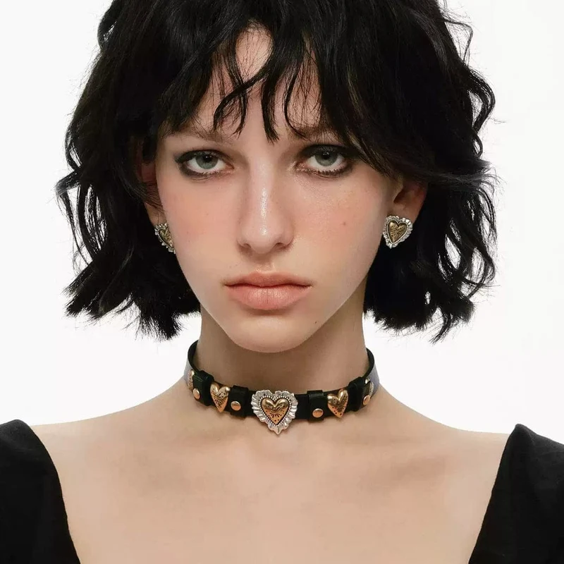 Grunge-Feuerwerk-Herz-Choker für Damen