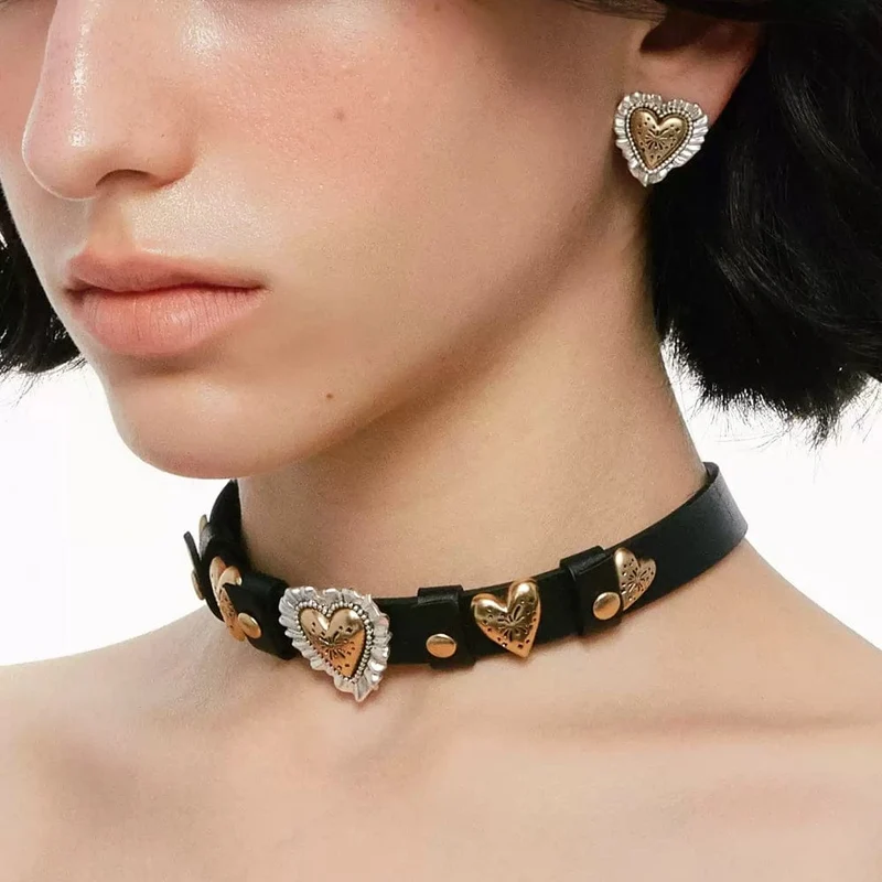 Grunge-Feuerwerk-Herz-Choker für Damen
