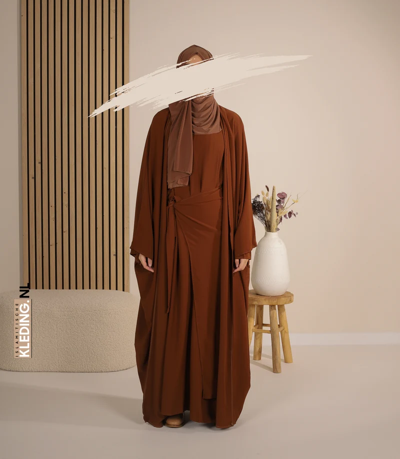 Kimono & Abaya-Set Mikrofaser - Kamel
