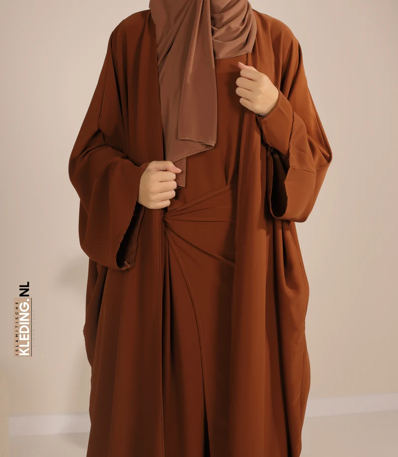 Kimono & Abaya-Set Mikrofaser - Kamel