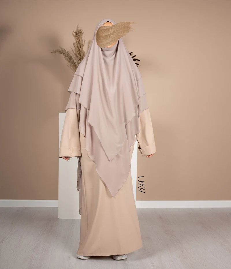 Triple Diamond Khimar Chiffon - Nerz