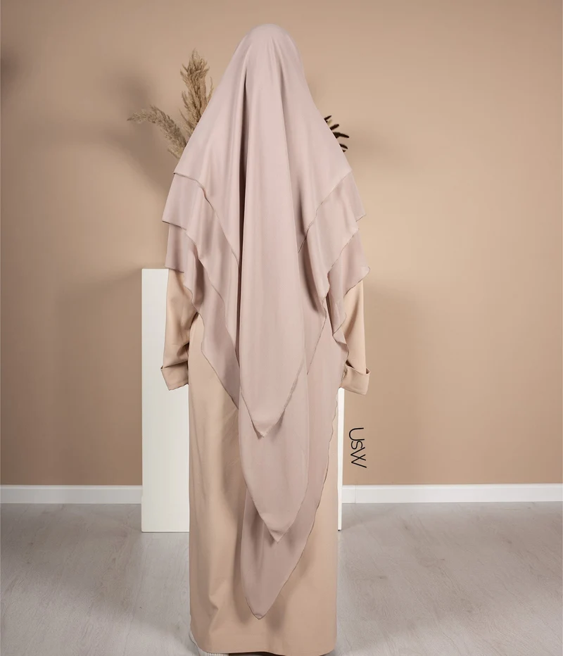 Triple Diamond Khimar Chiffon - Nerz