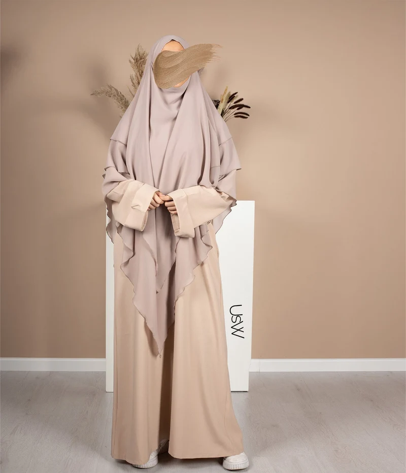 Triple Diamond Khimar Chiffon - Nerz