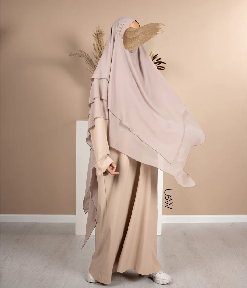 Triple Diamond Khimar Chiffon - Nerz