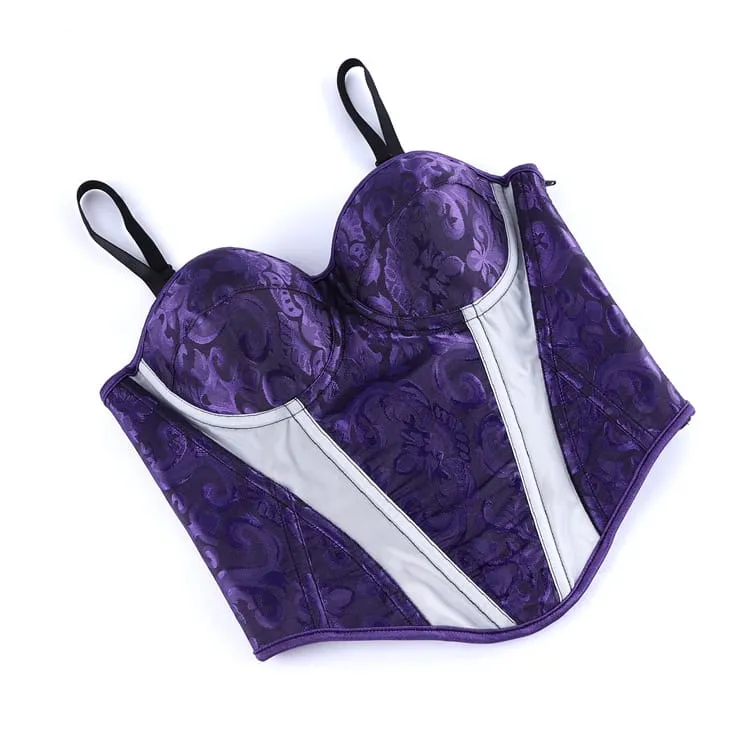 Gothic-Korsett für Damen mit floralem, zweifarbigem Muster und Überbrustumfang