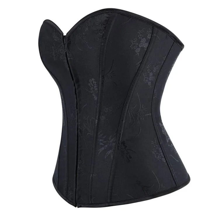 Gothic-Korsett für Damen mit floralem Jacquardmuster, Schnürung und Reißverschluss über der Brust