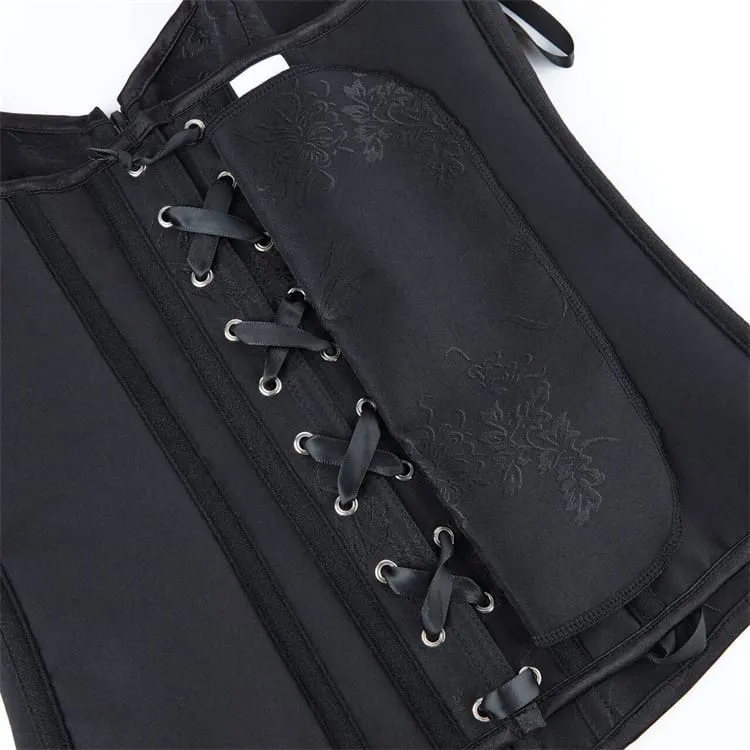 Gothic-Korsett für Damen mit floralem Jacquardmuster, Schnürung und Reißverschluss über der Brust