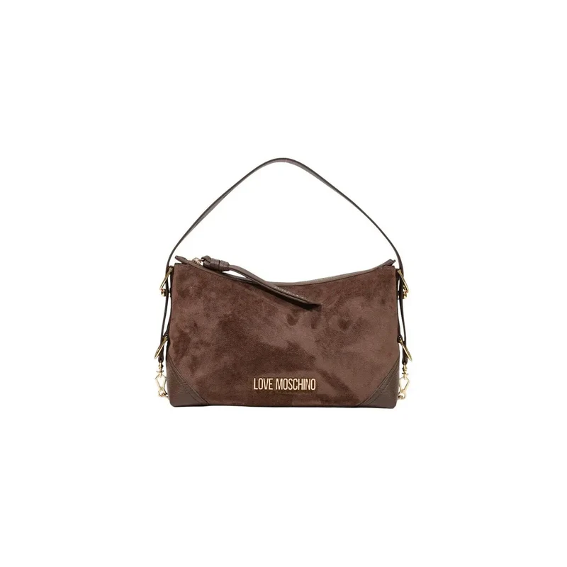 Love Moschino Damenhandtasche aus braunem Wildleder, 18 cm