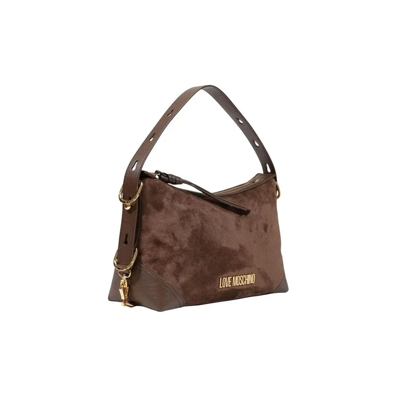 Love Moschino Damenhandtasche aus braunem Wildleder, 18 cm