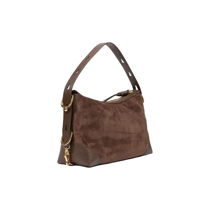 Love Moschino Damenhandtasche aus braunem Wildleder, 18 cm