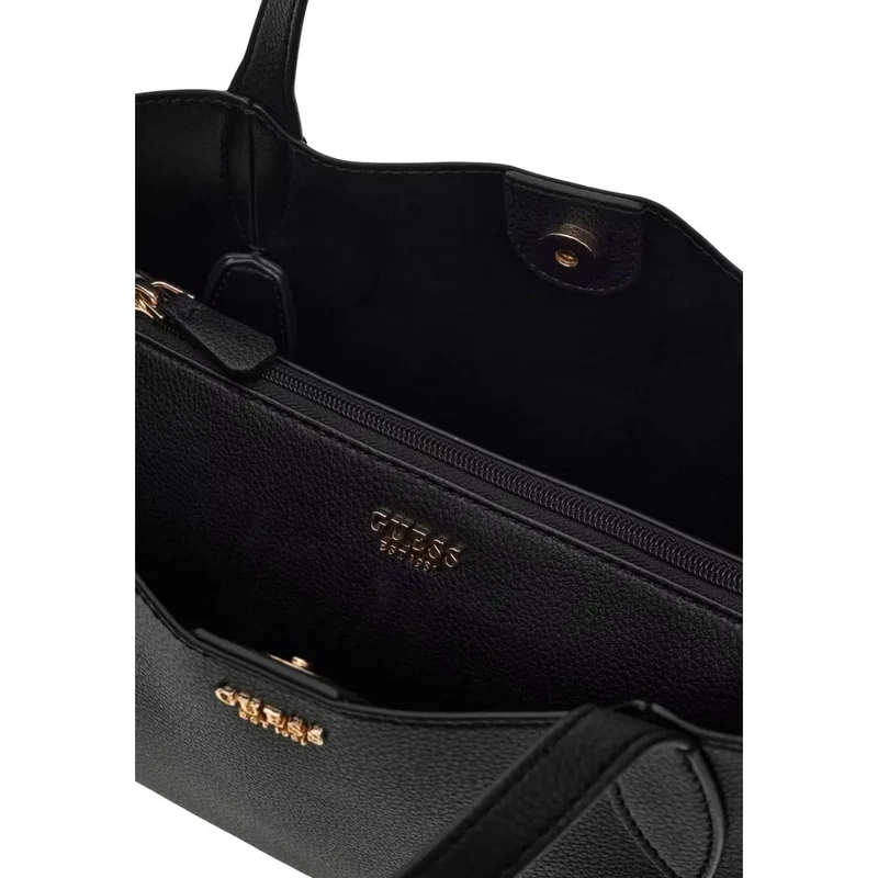 Guess Schwarze Damen-Tragetasche aus Kunstleder, 35 x 25 x 12 cm