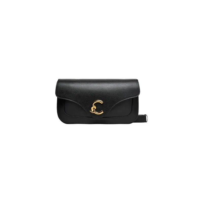 Coccinelle Schwarze Damen-Schultertasche aus Leder, 26 cm