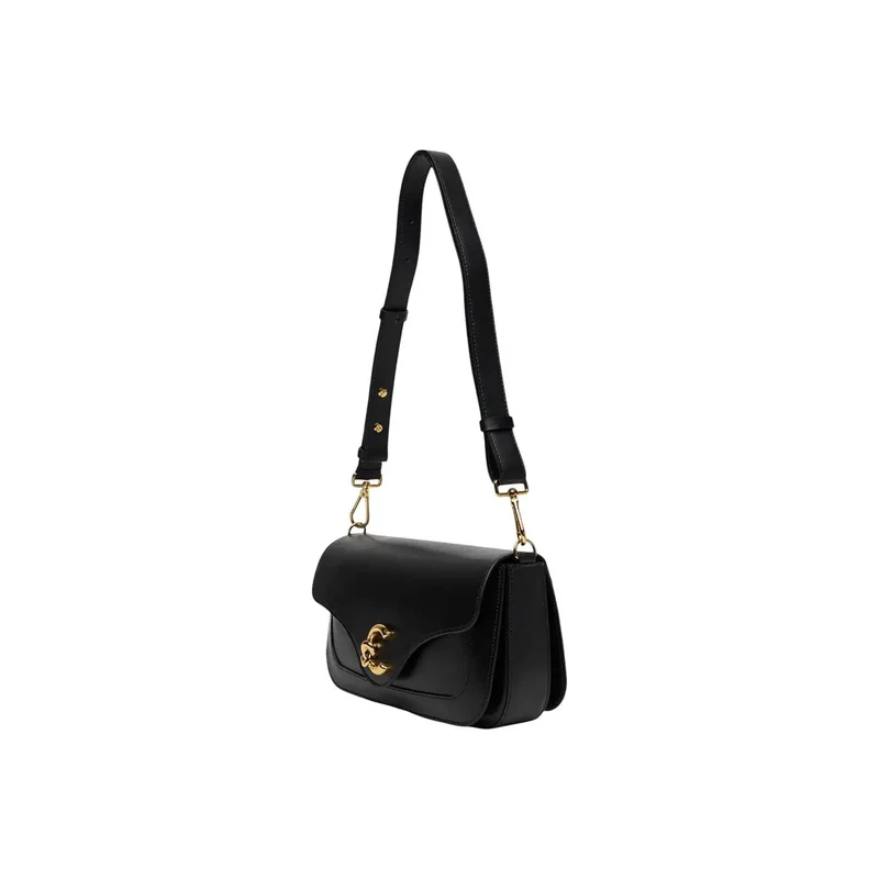 Coccinelle Schwarze Damen-Schultertasche aus Leder, 26 cm