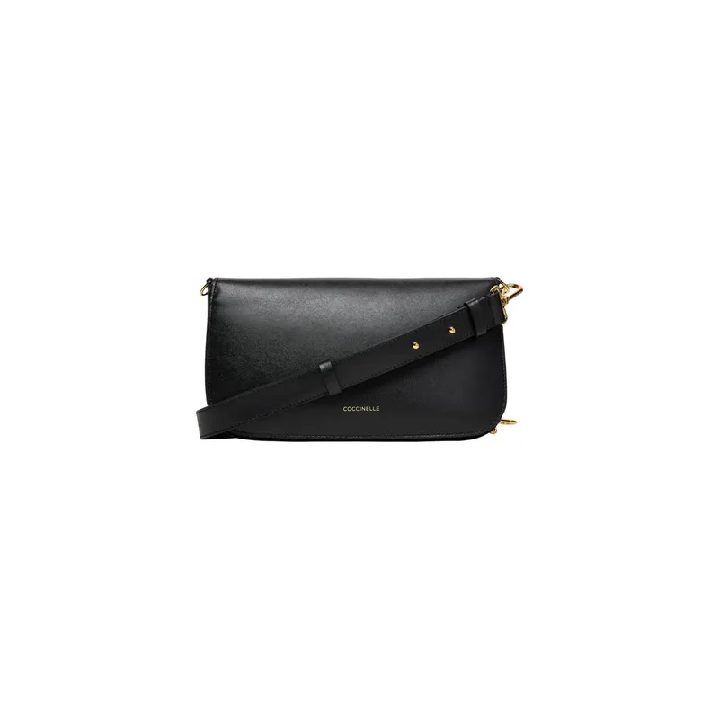 Coccinelle Schwarze Damen-Schultertasche aus Leder, 26 cm