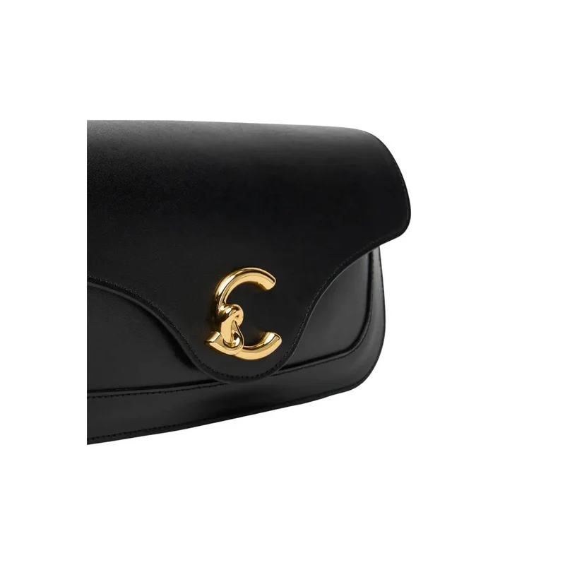 Coccinelle Schwarze Damen-Schultertasche aus Leder, 26 cm