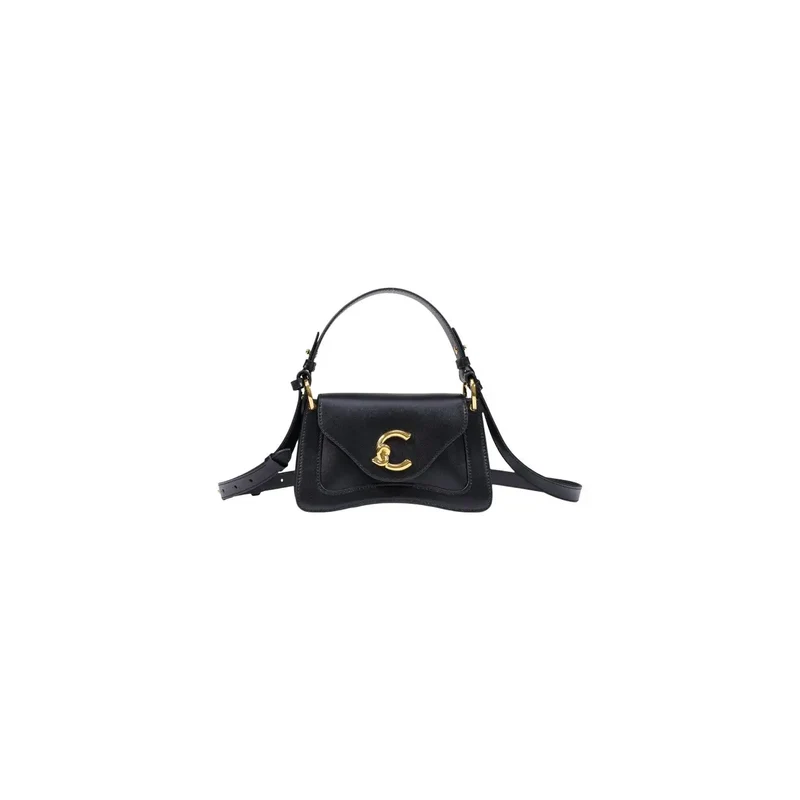 Coccinelle Schwarze Damen-Schultertasche aus Leder, 26 cm