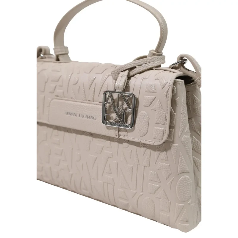 Armani Exchange Damen-Schultertasche, beige, Polyester, 30 cm