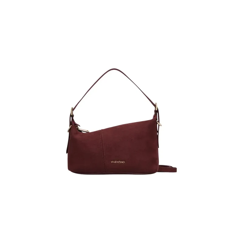 Valentino Damen-Schultertasche aus bordeauxrotem Wildleder, 26 cm