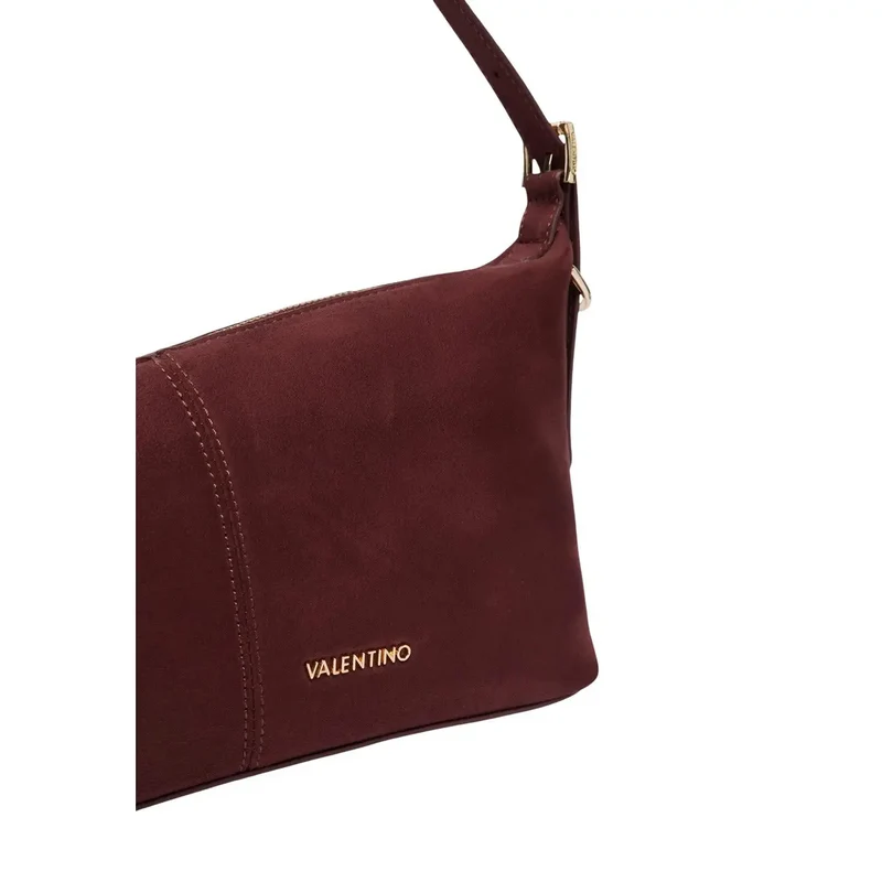 Valentino Damen-Schultertasche aus bordeauxrotem Wildleder, 26 cm