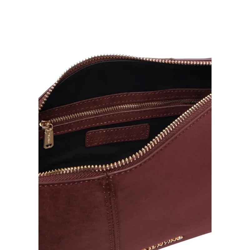Valentino Damen-Schultertasche aus bordeauxrotem Wildleder, 26 cm