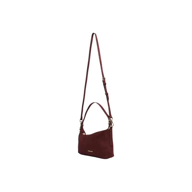 Valentino Damen-Schultertasche aus bordeauxrotem Wildleder, 26 cm