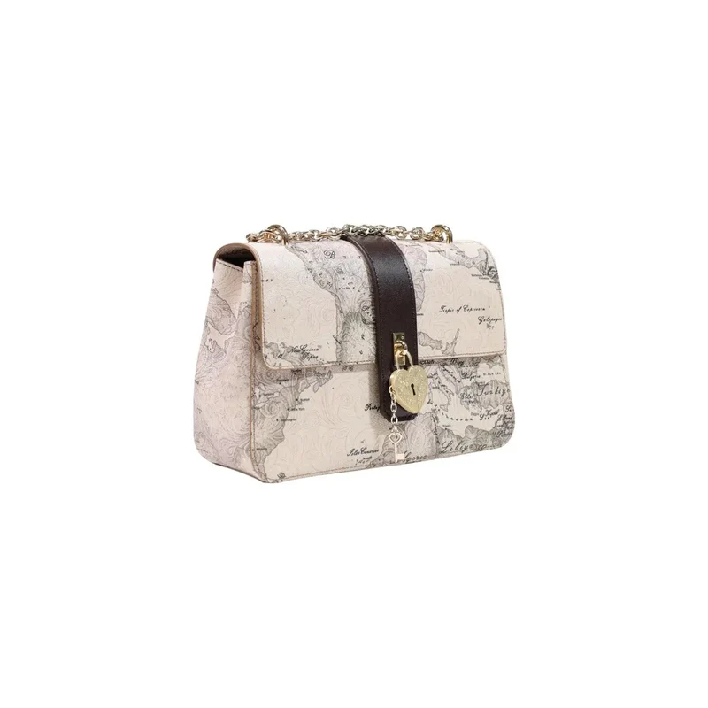 Alviero Martini Damenhandtasche, graues Leder, 27 cm