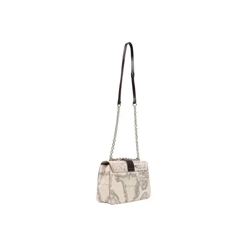 Alviero Martini Damenhandtasche, graues Leder, 27 cm
