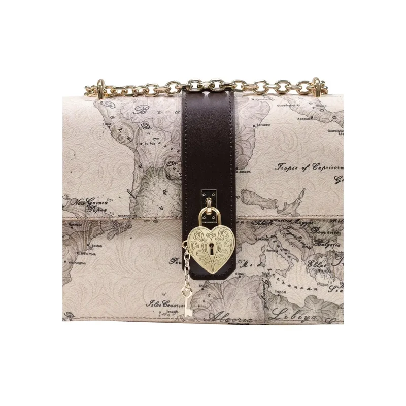 Alviero Martini Damenhandtasche, graues Leder, 27 cm