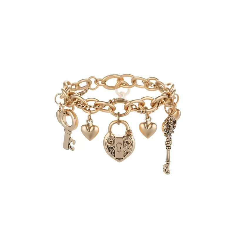 Grunge-Herz-Schlüsselschloss-Armband für Damen