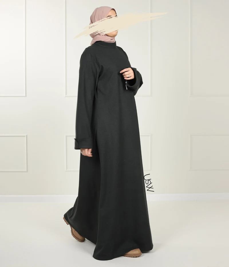 Elegante Naadya Abaya - Wacholdergrün