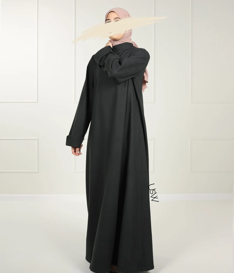Elegante Naadya Abaya - Wacholdergrün