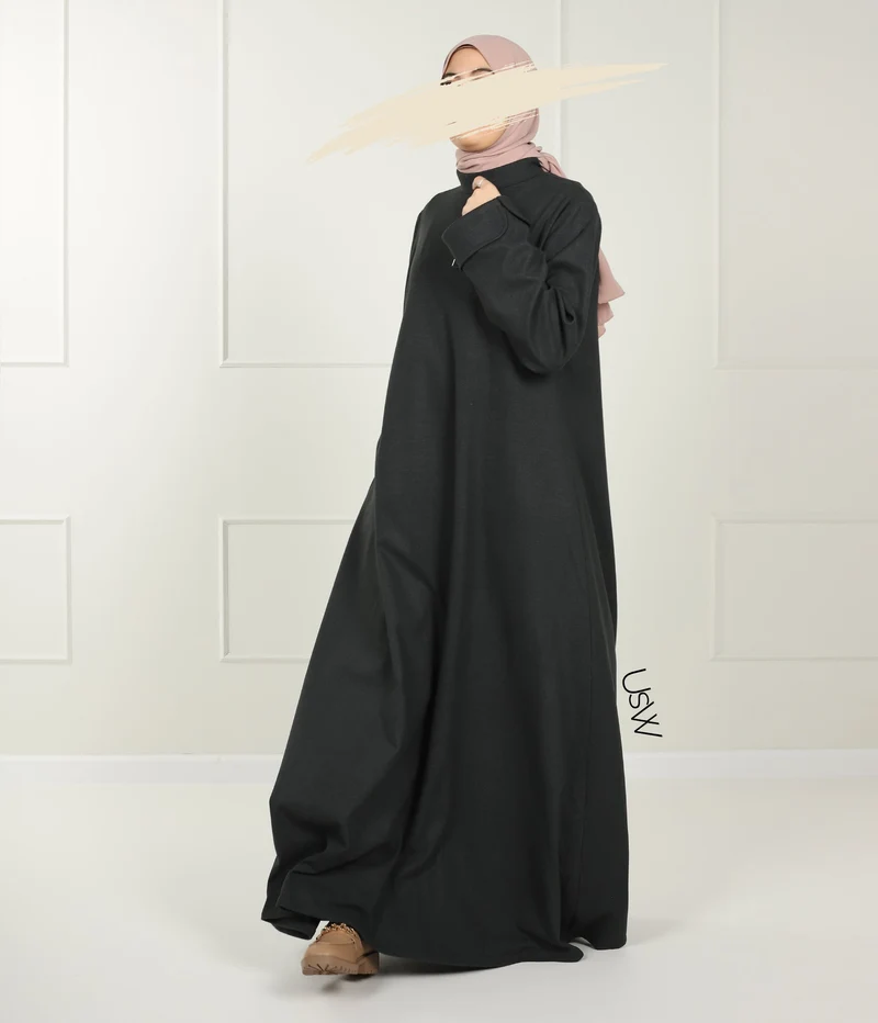 Elegante Naadya Abaya - Wacholdergrün
