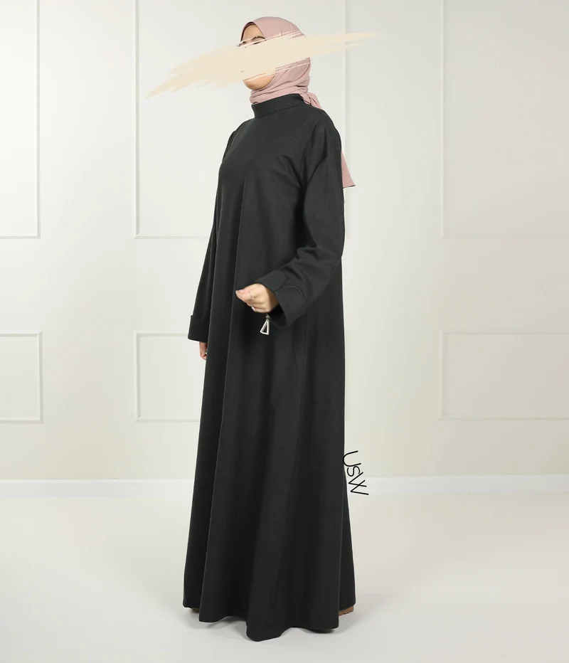 Elegante Naadya Abaya - Wacholdergrün