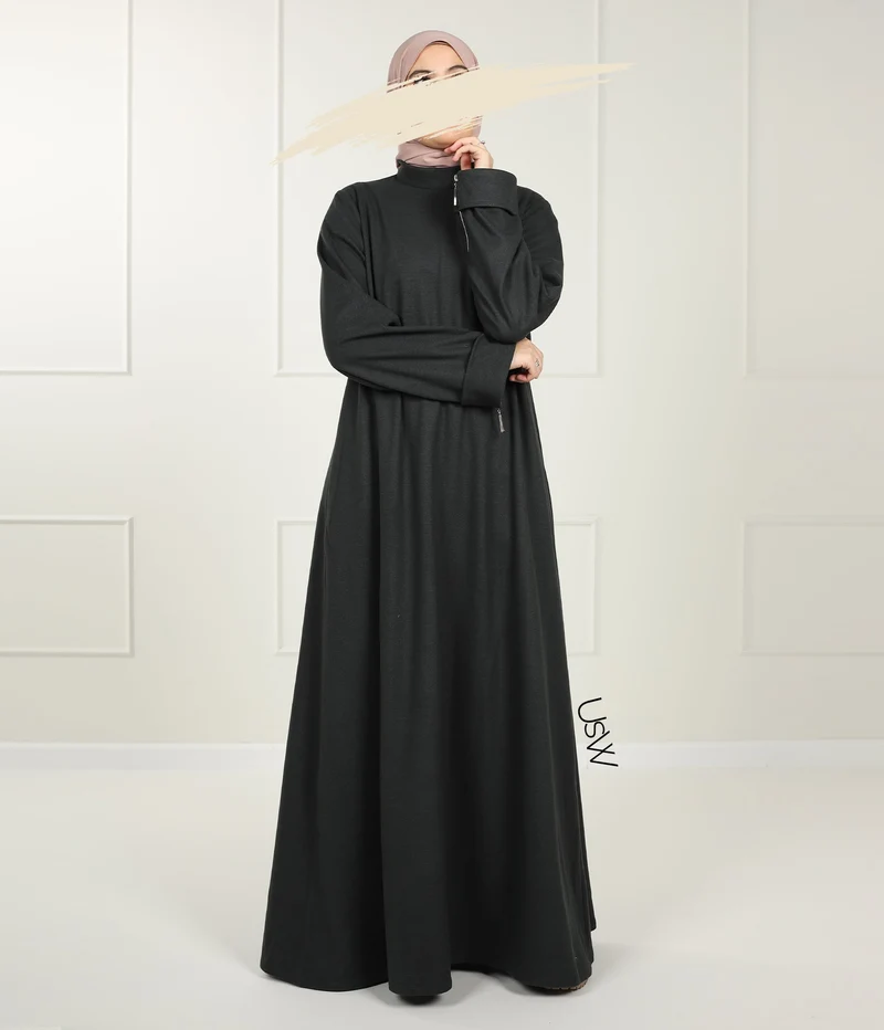 Elegante Naadya Abaya - Wacholdergrün