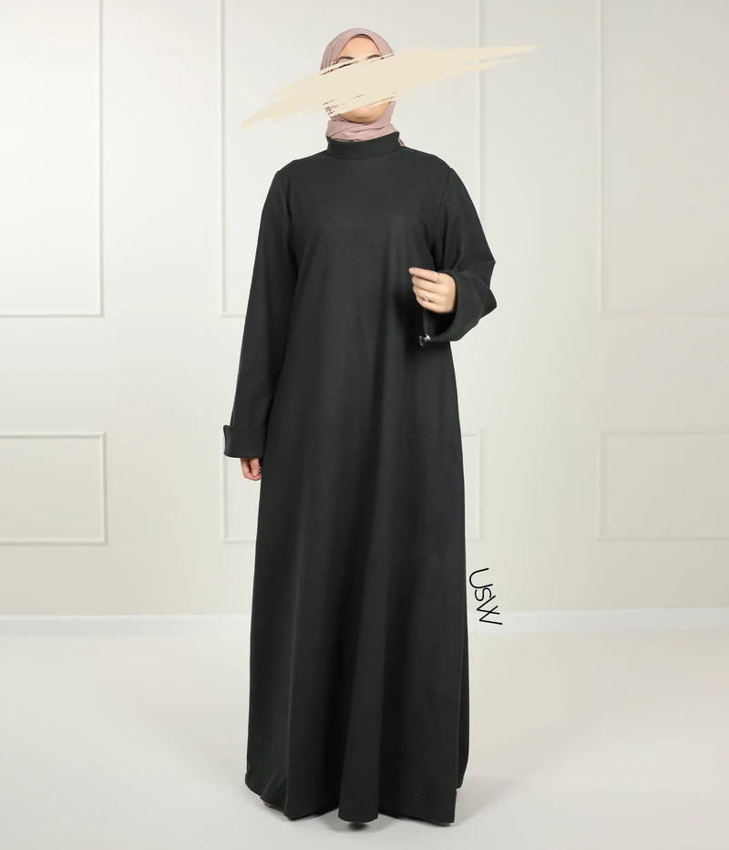 Elegante Naadya Abaya - Wacholdergrün