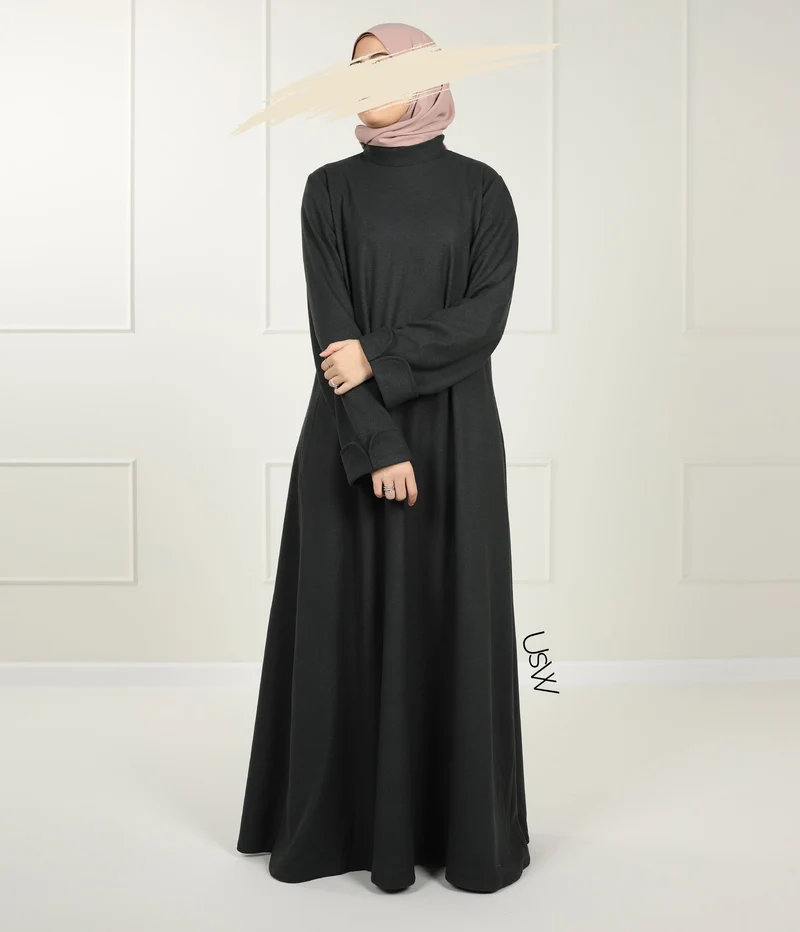 Elegante Naadya Abaya - Wacholdergrün