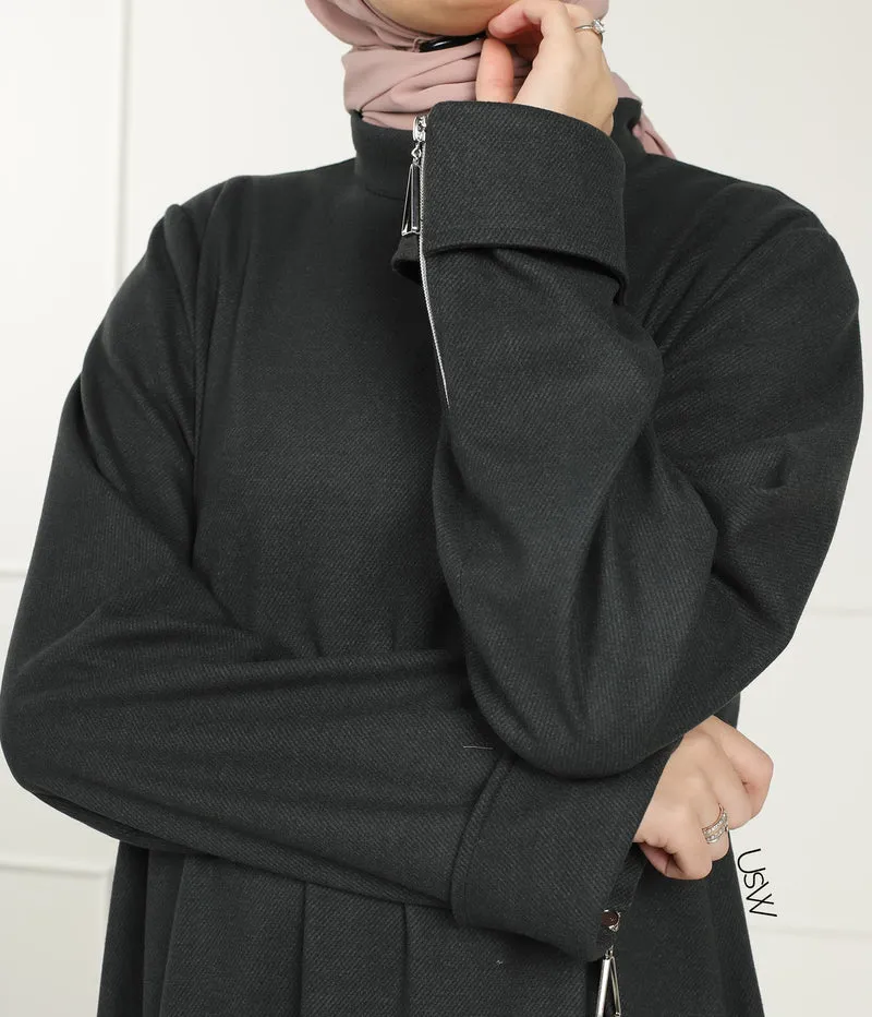 Elegante Naadya Abaya - Wacholdergrün