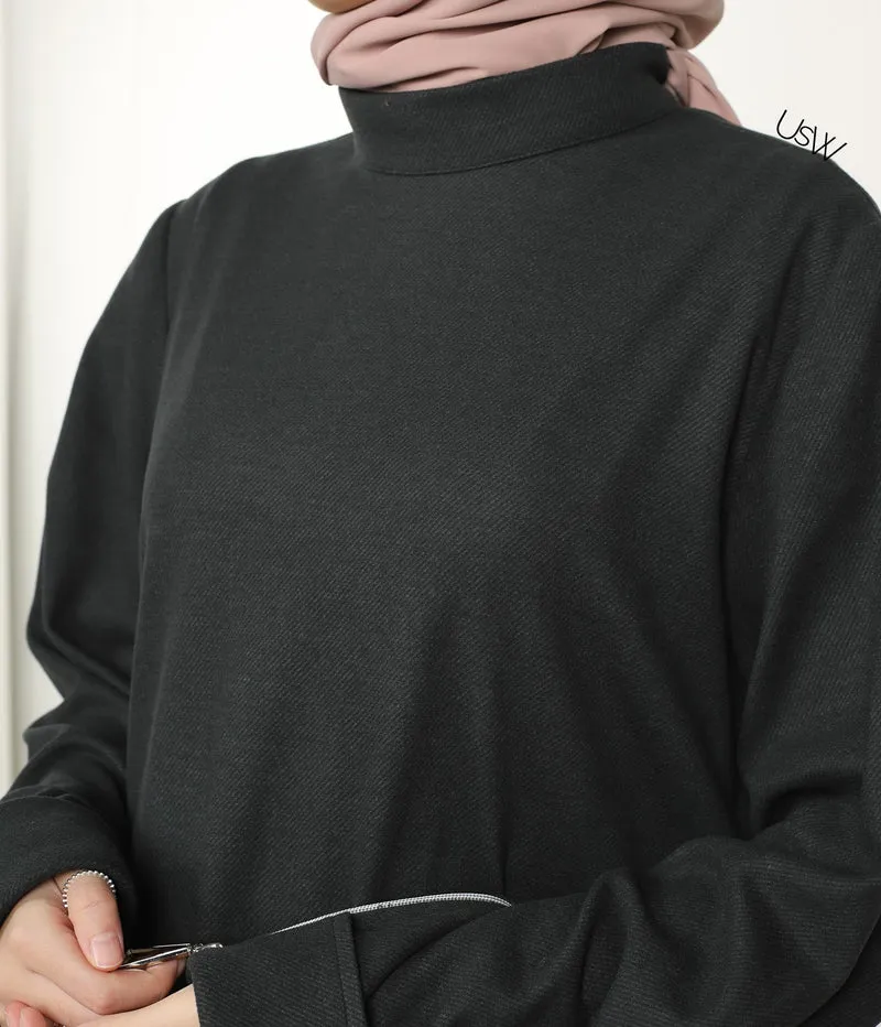 Elegante Naadya Abaya - Wacholdergrün