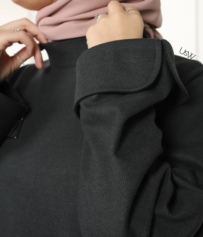 Elegante Naadya Abaya - Wacholdergrün