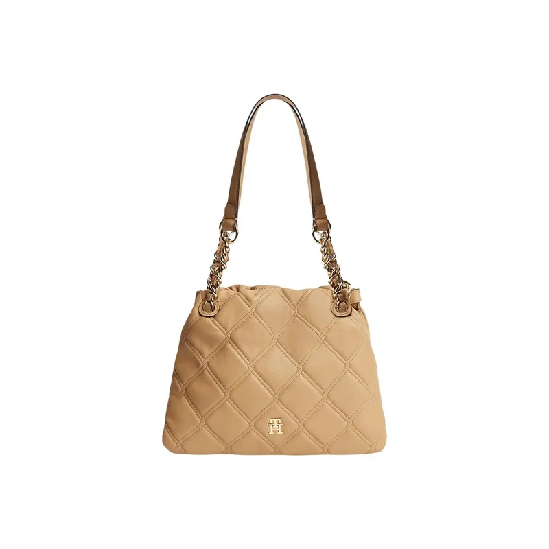 Tommy Hilfiger Braune Mini-Tragetasche für Damen, Polyurethan, 28 cm