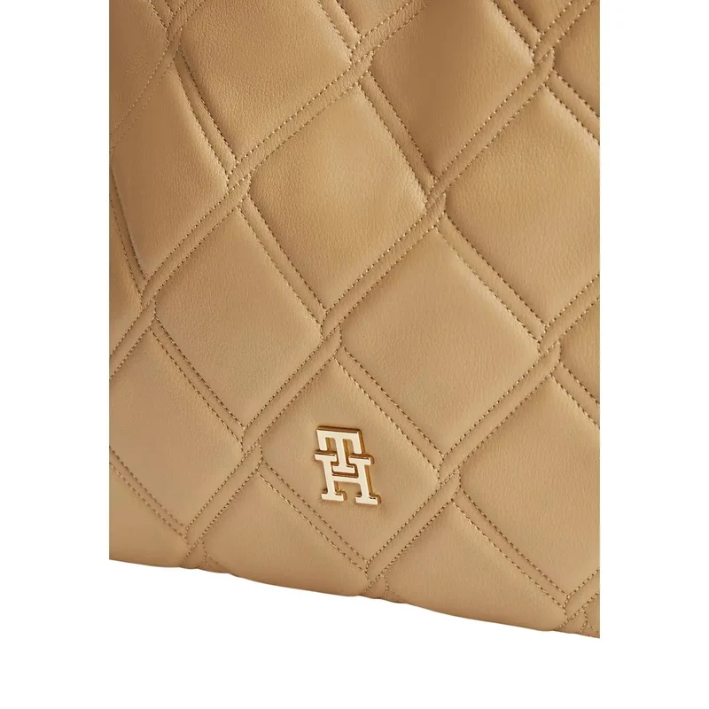 Tommy Hilfiger Braune Mini-Tragetasche für Damen, Polyurethan, 28 cm