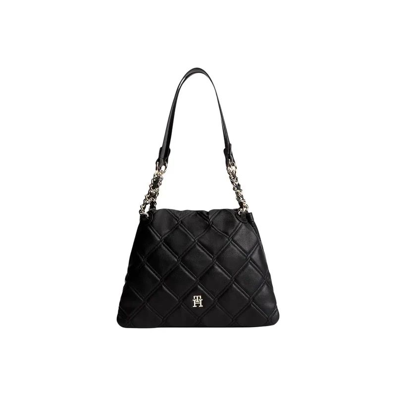 Tommy Hilfiger Braune Mini-Tragetasche für Damen, Polyurethan, 28 cm