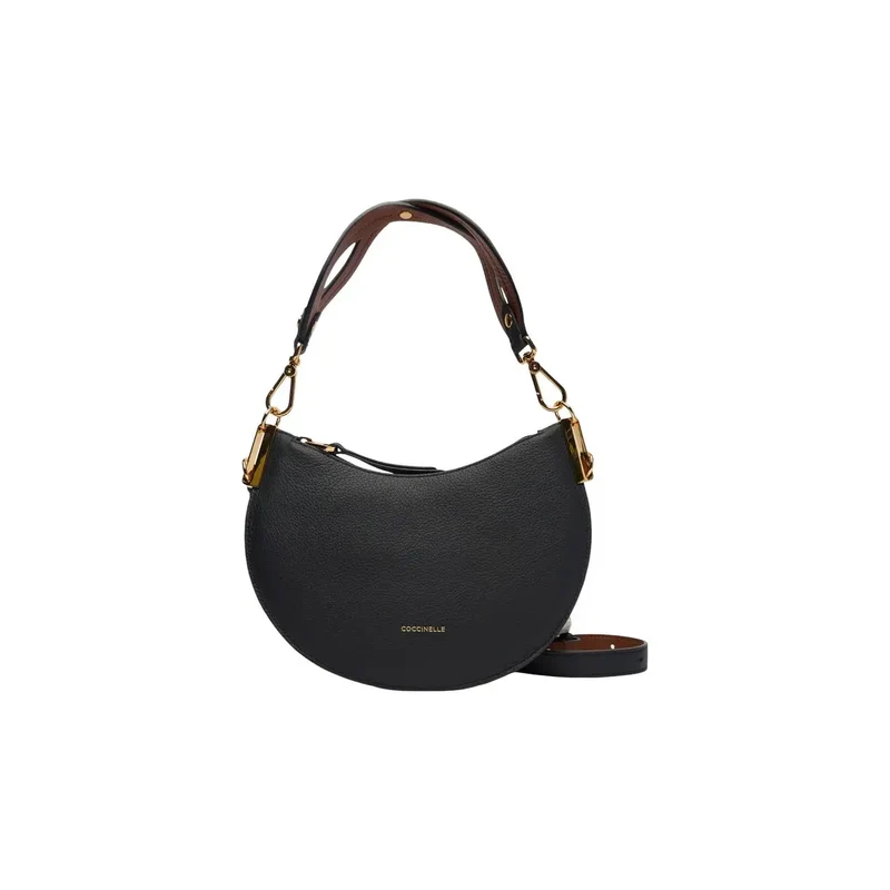 Coccinelle Damen-Ledertasche, grau, mit Reißverschlusstaschen, 24 x 16 x 5 cm