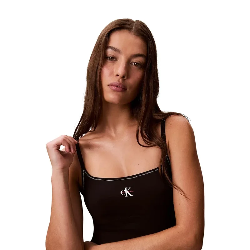 Calvin Klein Jeans Schwarzer Damen-Badeanzug aus Nylon und Elastan