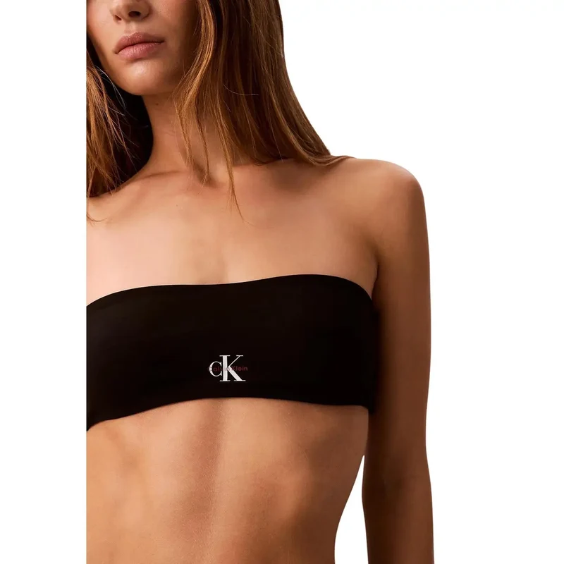 Calvin Klein Damen Strandkleid Bandeau Schwarz Nylon