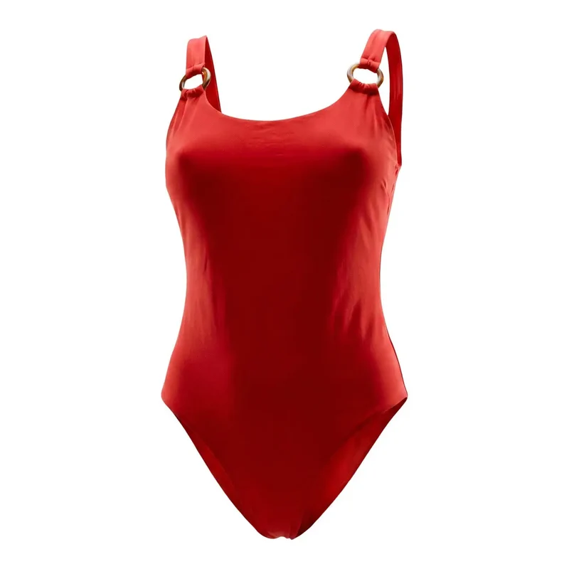 Tommy Hilfiger Damen-Badeanzug aus rotem Nylon mit tiefem Rückenausschnitt