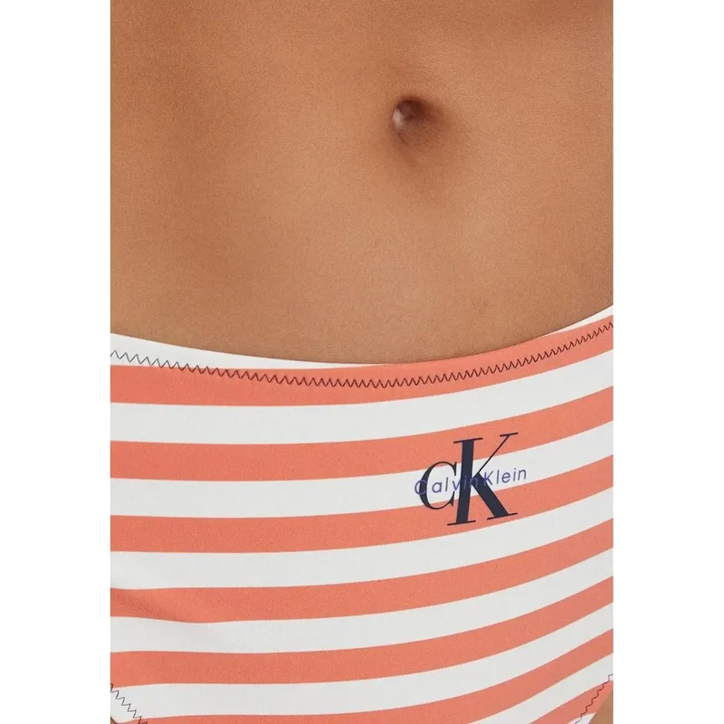 Calvin Klein Damen-Bikini, orange gestreift, Nylon/Elastan